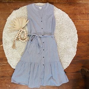 Sleeveless Striped Button-down Midi Dress